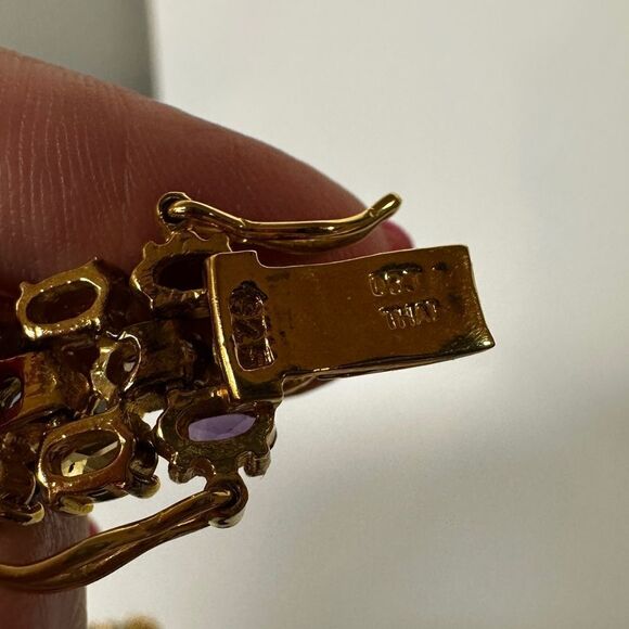 7" Amazing gold vermeil over 925 multi-gemstone bracelet! - Picture 5 of 12